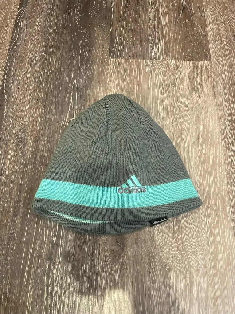 vintage y2k grey and turquoise adidas hat